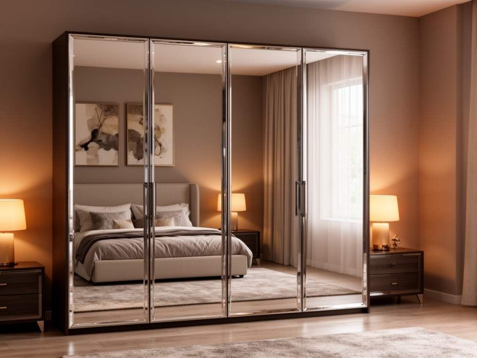 Contemporary mirrored wardrobe 4 door - Beautiful Homes