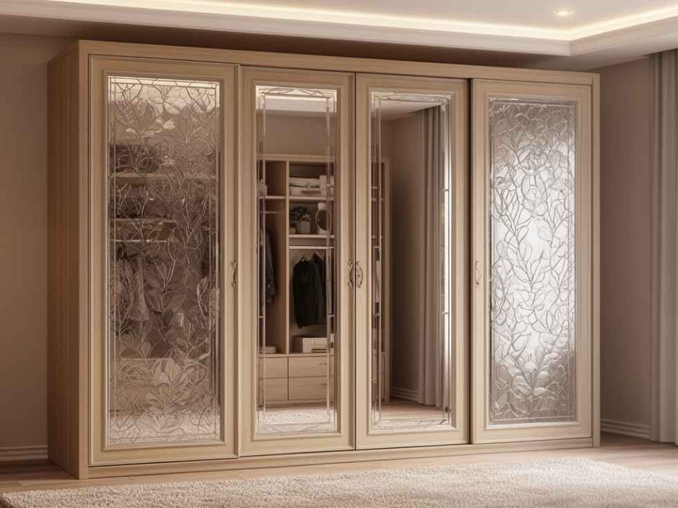 Modern 4 door glass wardrobe design - Beautiful Homes