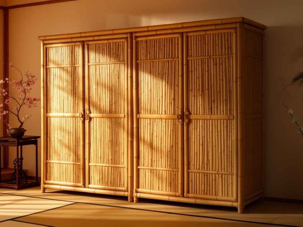 Modern bamboo 4 door wardrobe design - Beautiful Homes