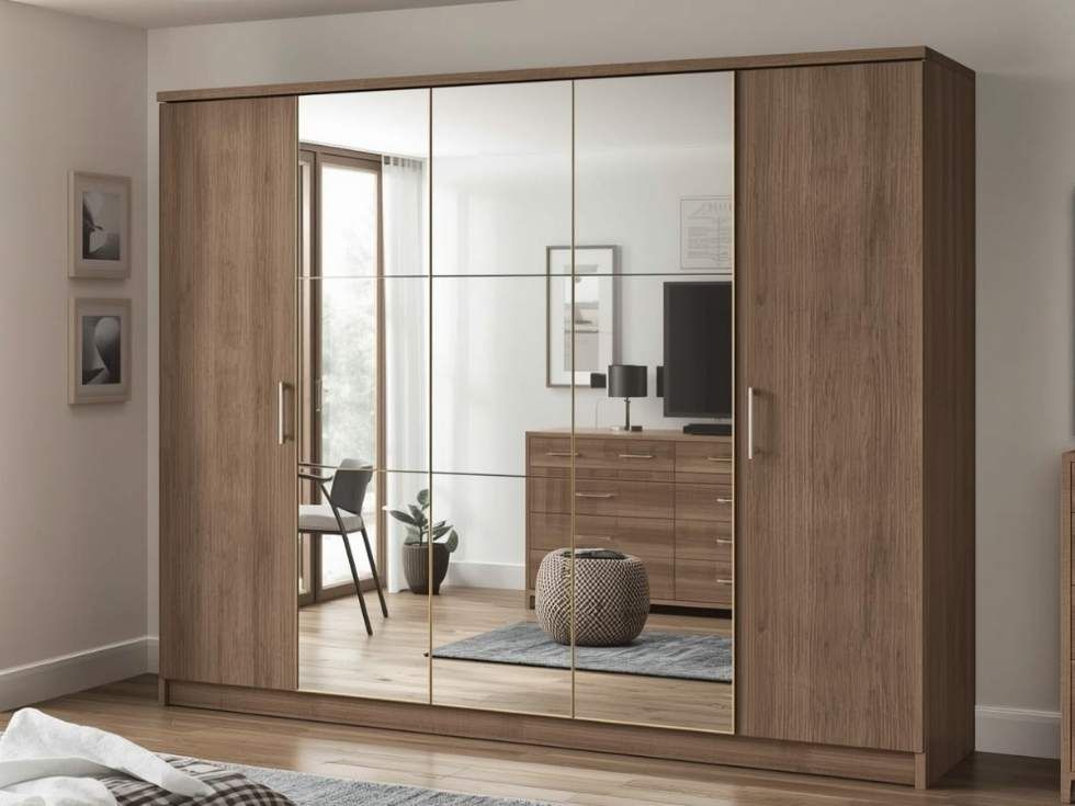 Contemporary 5 door wardrobe with mirror - Beautiful Homes