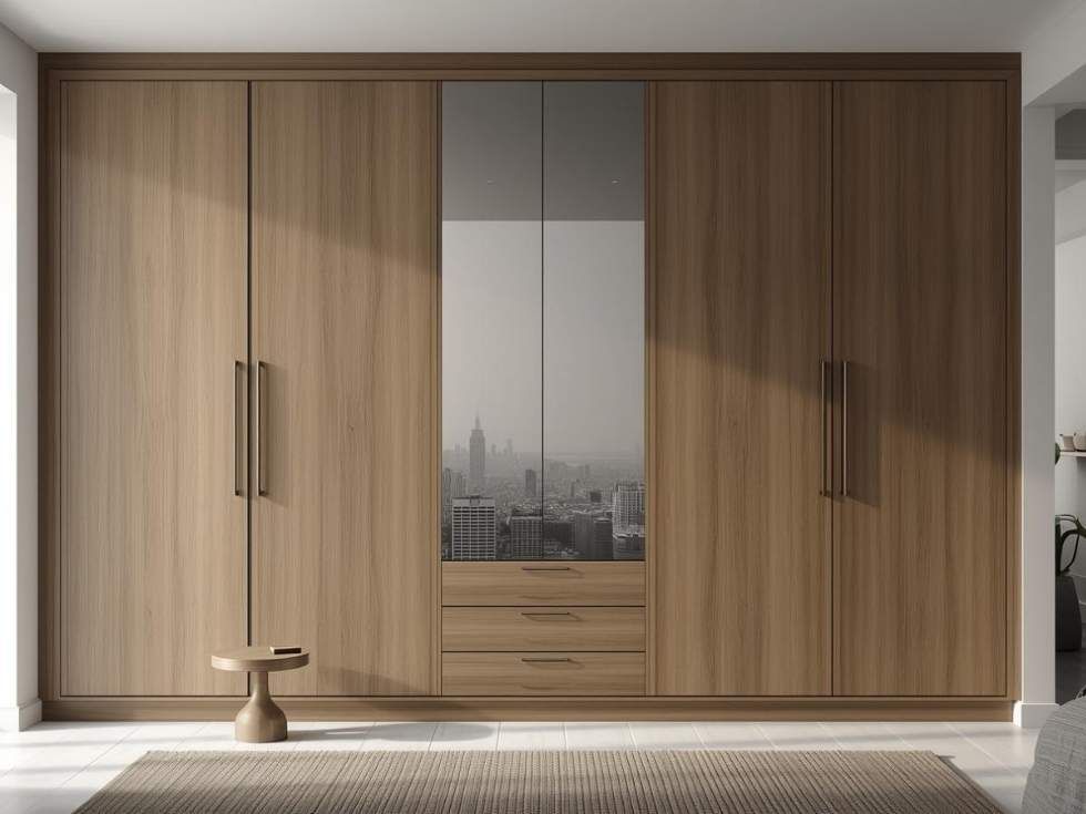 Contemporary space saving 5 door wardrobe design - Beautiful Homes