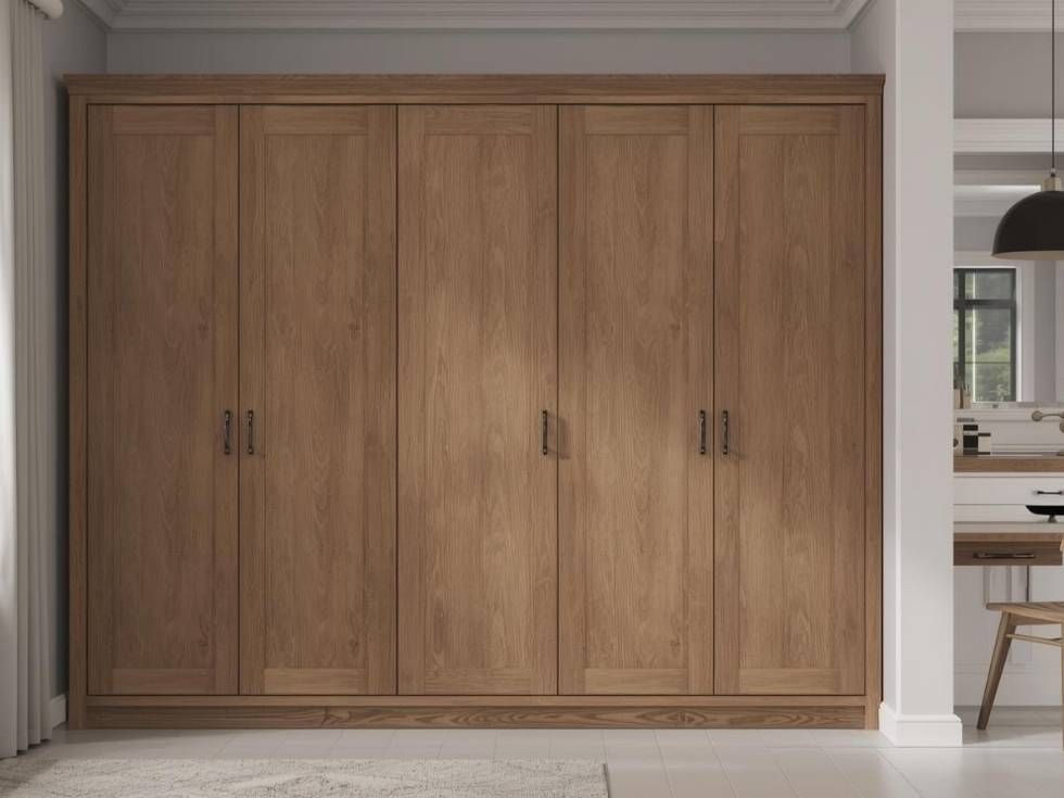 Contemporary wooden 5 door wardrobe design - Beautiful Homes