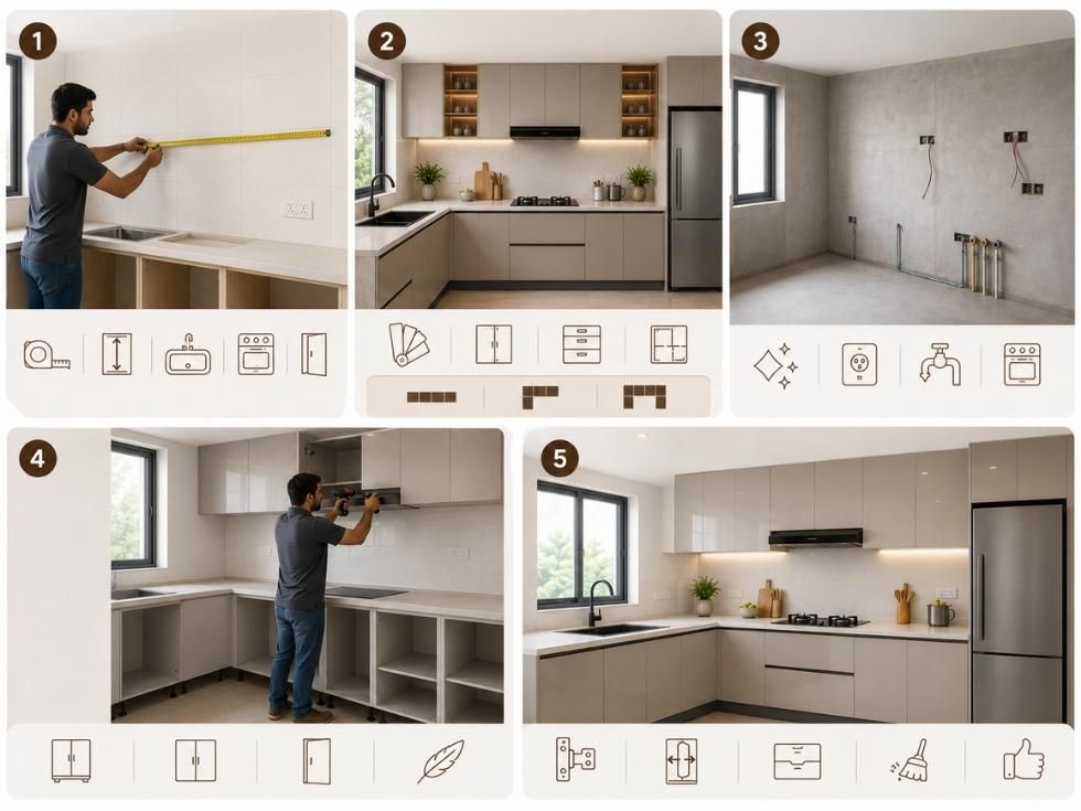 Contemporary modular kitchen cabinets installation - Beautiful Homes
