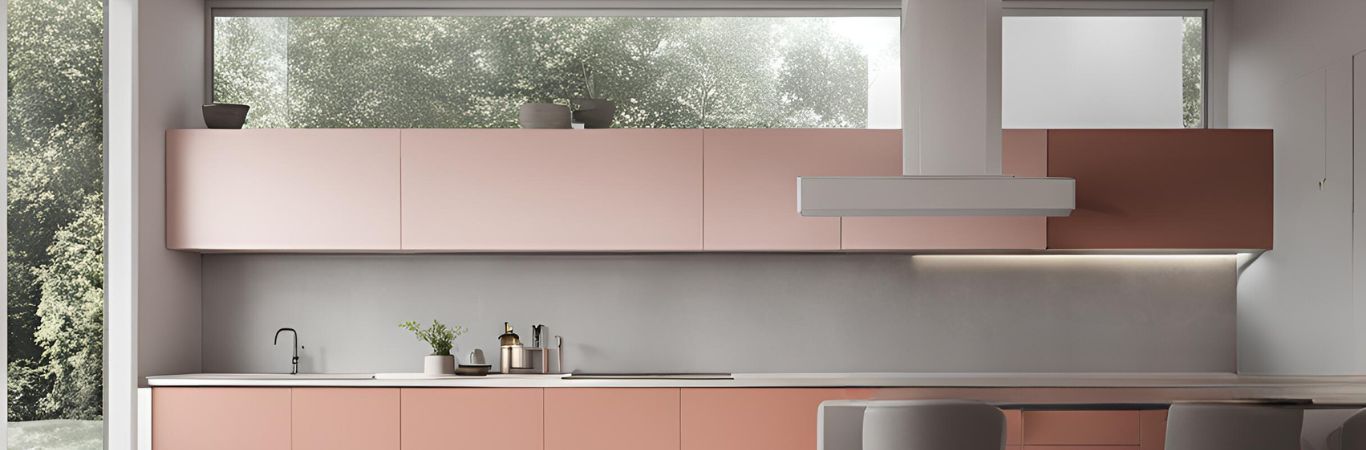 Simple peach modular kitchen - Beautiful Homes