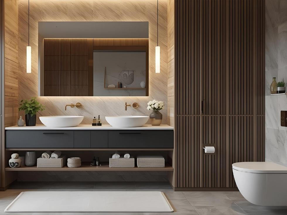 Modern bath makeover storage ideas - Beautiful Homes