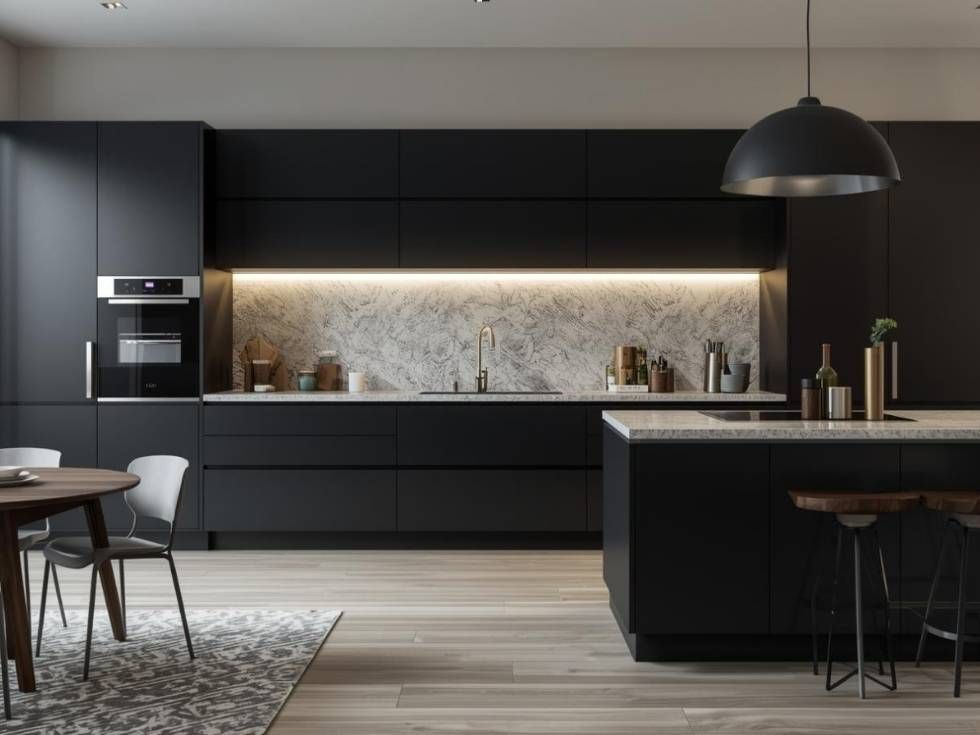 Contemporary black modern kitchen cabinet design - Beautiful Homes
