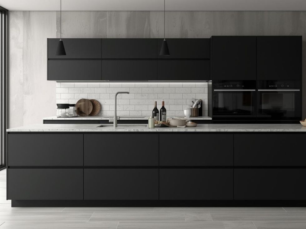 Contemporary matte black kitchen design - Beautiful Homes