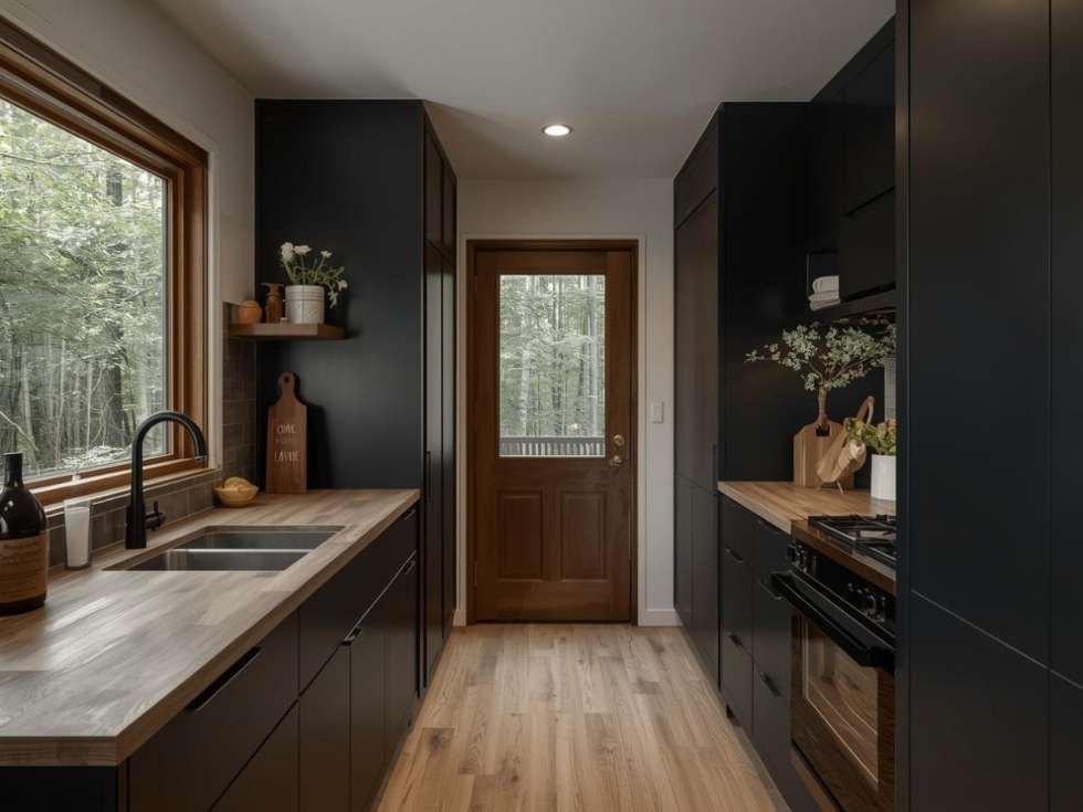 Contemporary parallel black kitchen design - Beautiful Homes