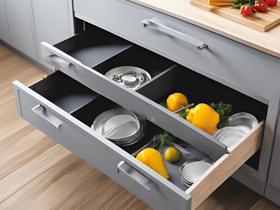 Grey kitchen drawers - Beautiful Homes