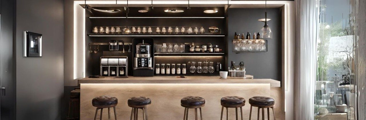 Sleek counter coffee bar - Beautiful Homes