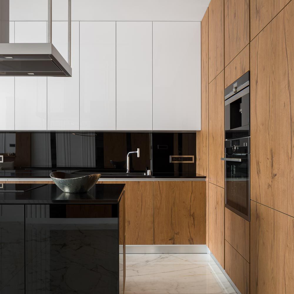 Rustic style wooden kitchen design with classic black and white duo - Beautiful Homes