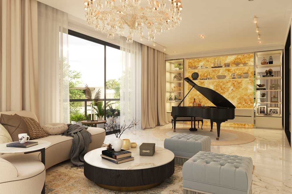 Curtain design in beige colour for living room - Beautiful Homes