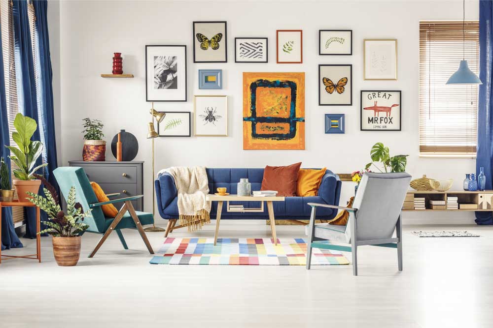 Curtain design in blue colour for living room - Beautiful Homes