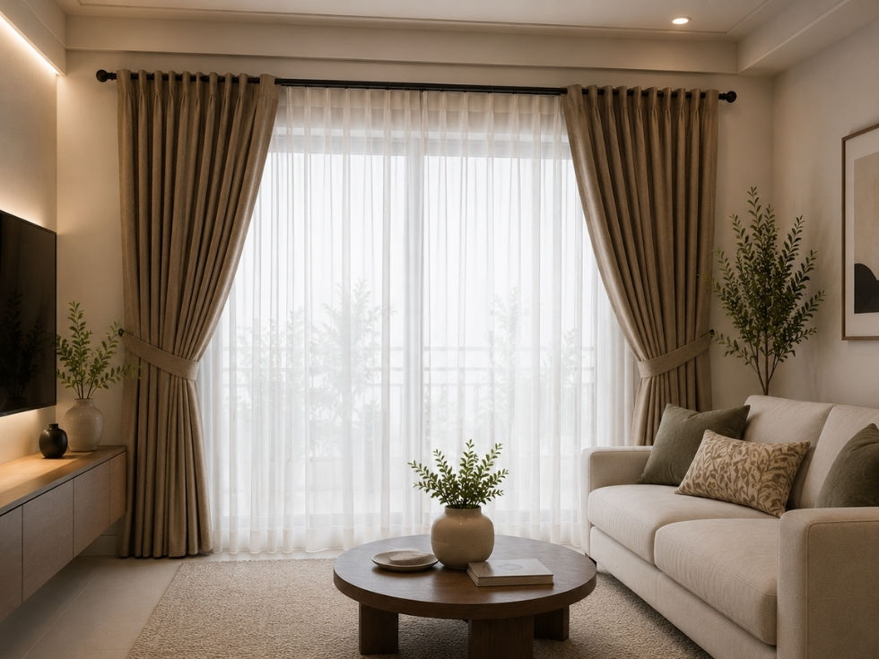 Contemporary double curtain designs for living room - Beautiful Homes