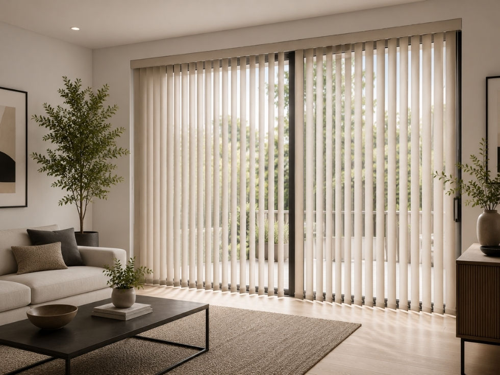 Contemporary vertical window blinds for living room - Beautiful Homes