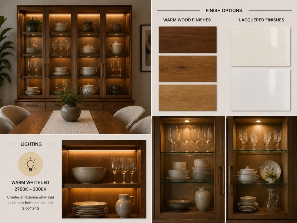 Contemporary crockery unit lights - Beautiful Homes