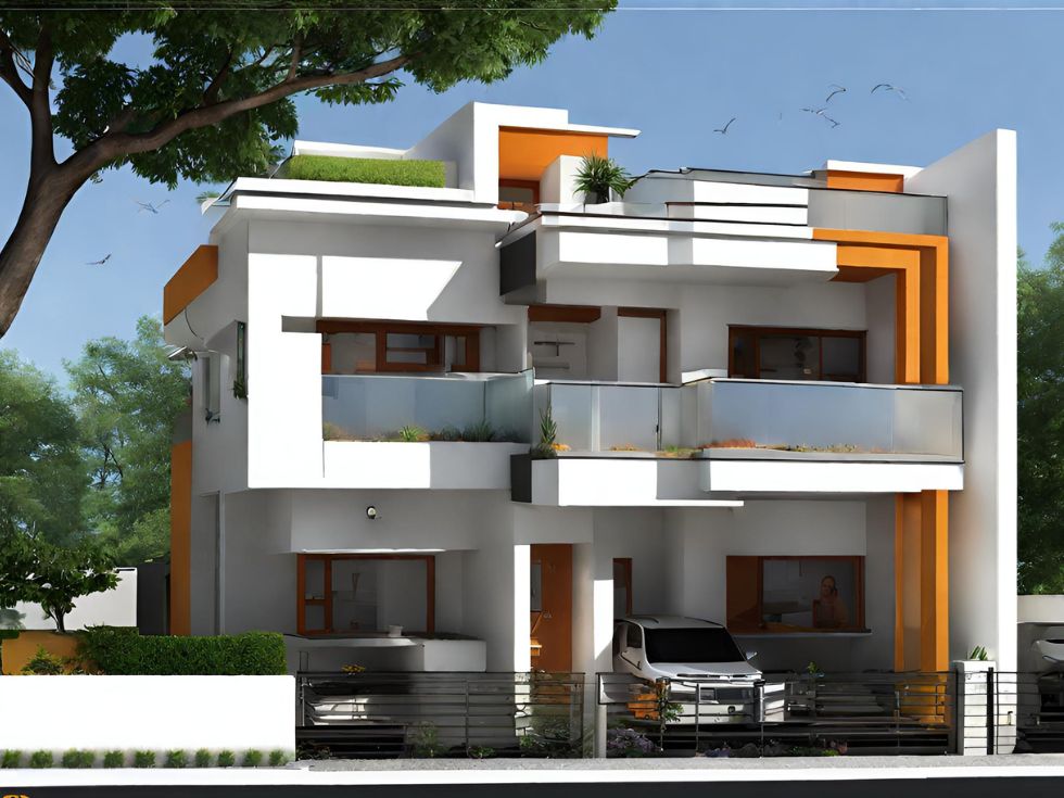 Duplex House Elevation East Facing - Beautiful Homes