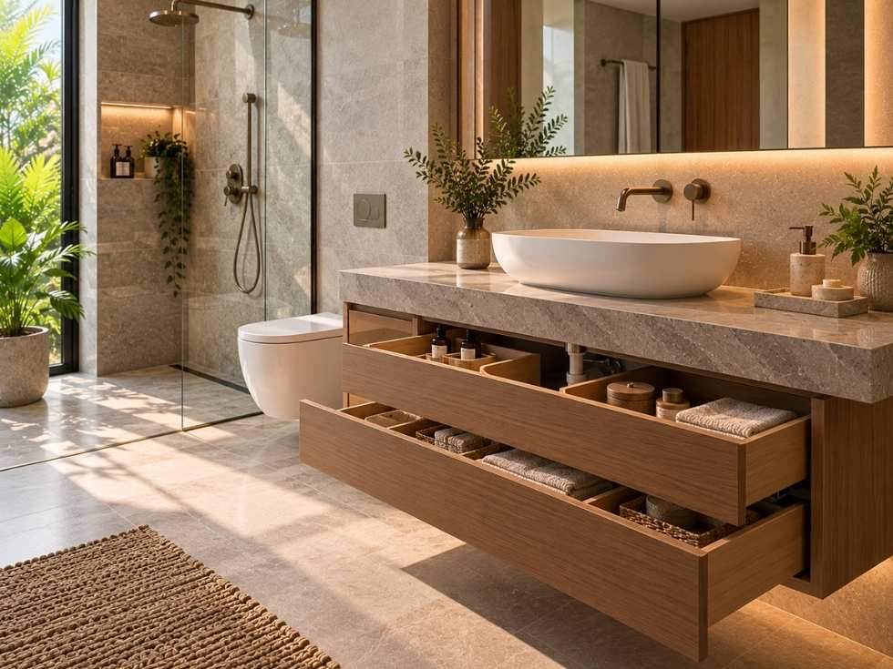 Contemporary wash basin with cabinet design - Beautiful Homes