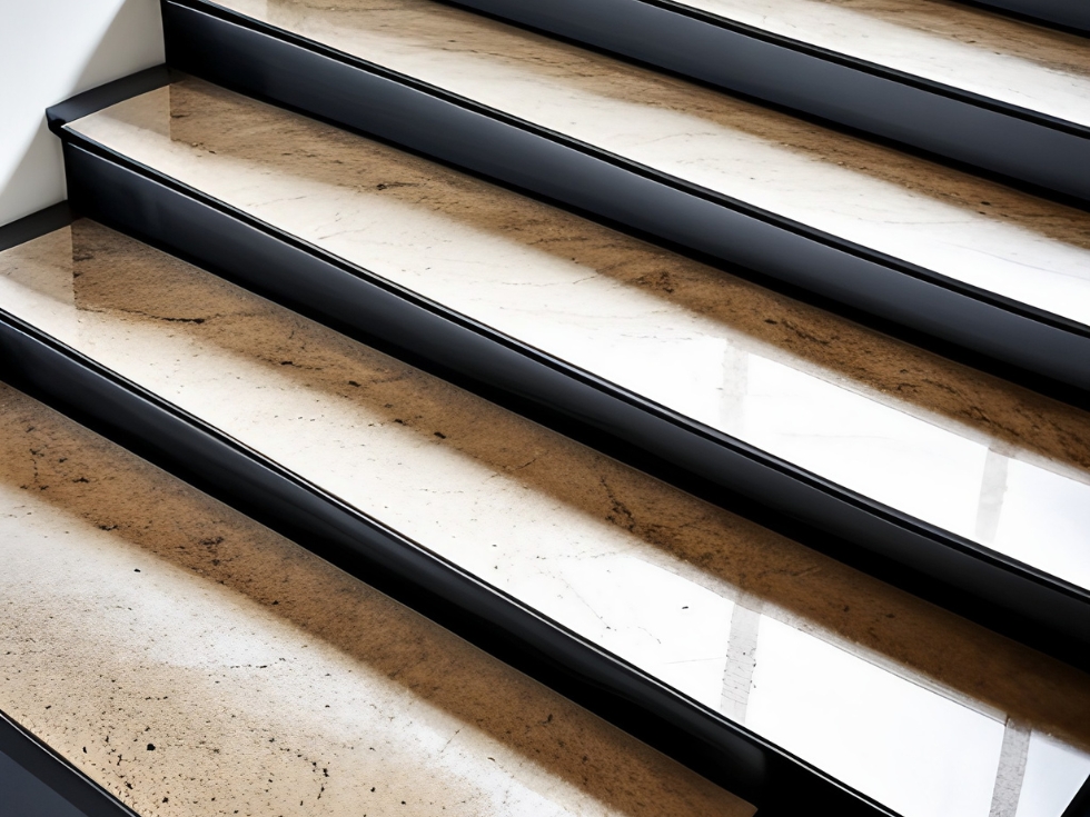 Two-tone granite staircase design - Beautiful Homes