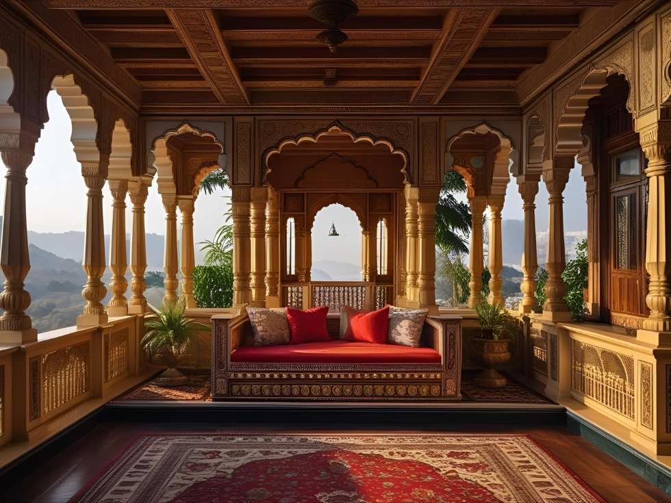 Statement wooden archways in gujarat house design - Beautiful Homes