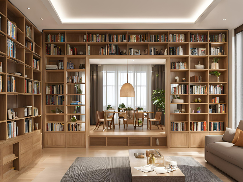 Modern lobby partition ideas with bookshelf - Beautiful Homes