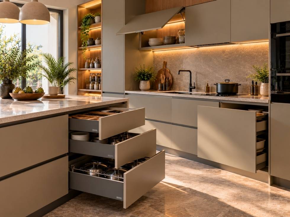 Contemporary modular kitchen handles - Beautiful Homes