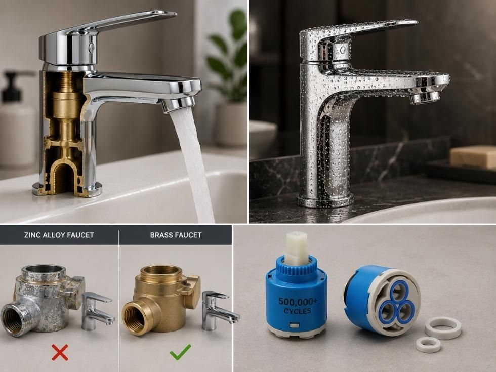 Hard water resistant bathroom faucets with brass body and ceramic disc cartridge - Beautiful Homes