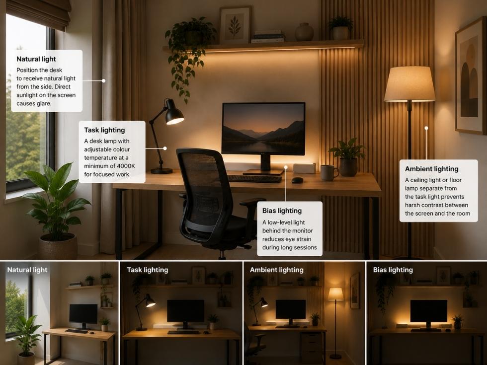 Contemporary small home office lighting ideas - Beautiful Homes