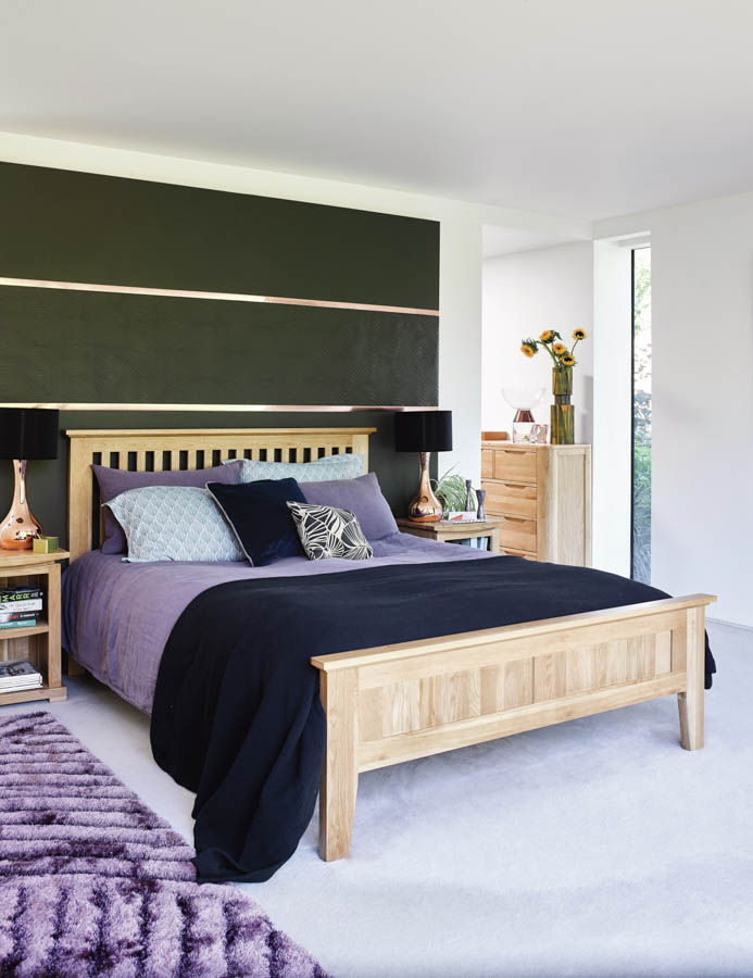 Purple bedroom décor with linens - Beautiful Homes