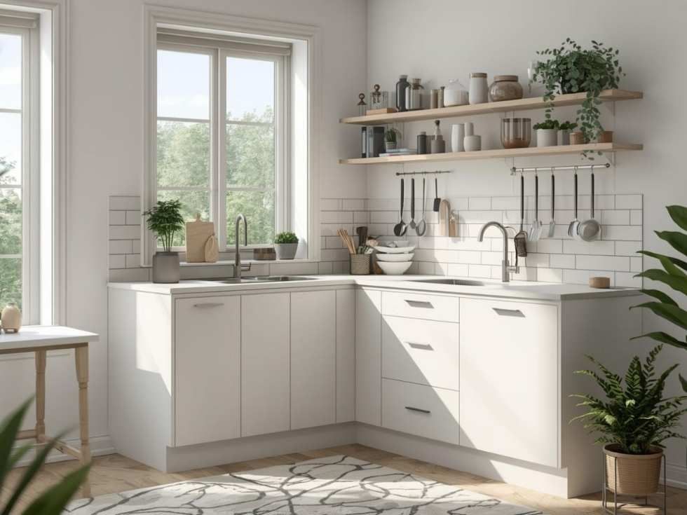 Contemporary kitchen corner sink cabinets - Beautiful Homes