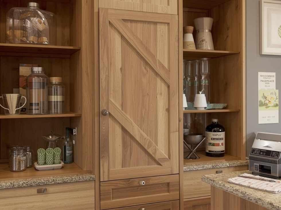 Contemporary warm kitchen corner cabinets - Beautiful Homes