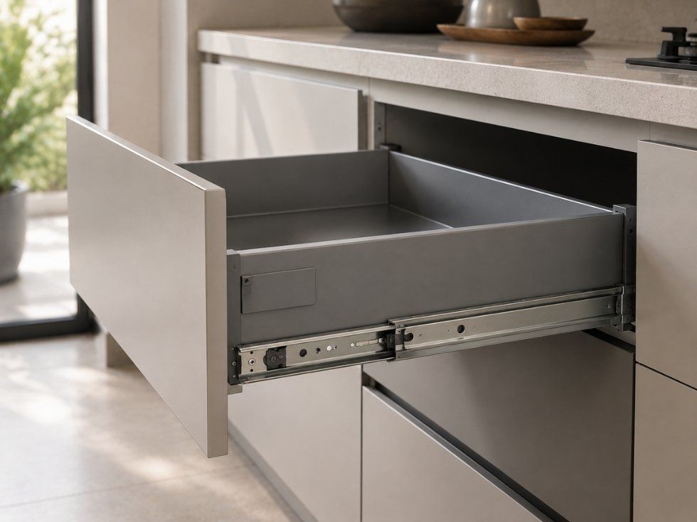 Tandembox kitchen drawer with steel sides and smooth soft close runners - Beautiful Homes