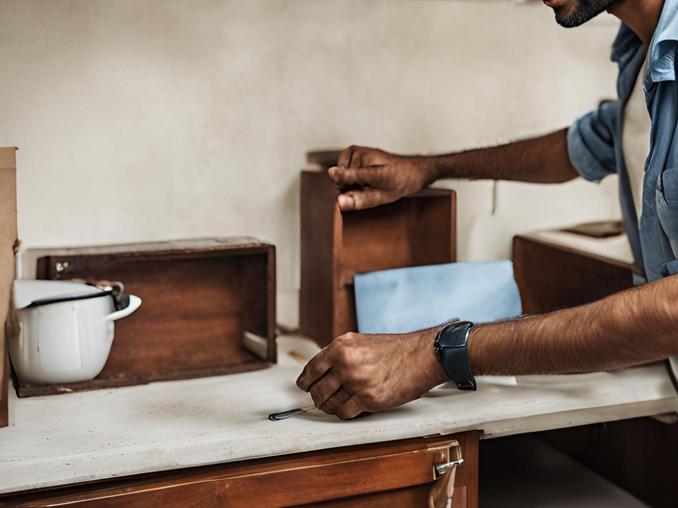 A person checking for problems in kitchen - Beautiful Homes