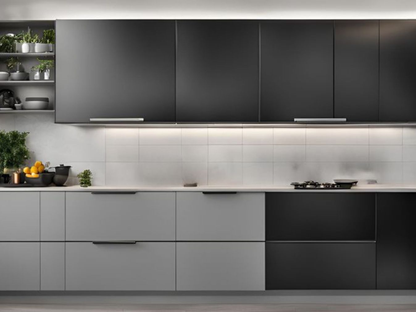 Black and grey modular kitchen - Beautiful Homes