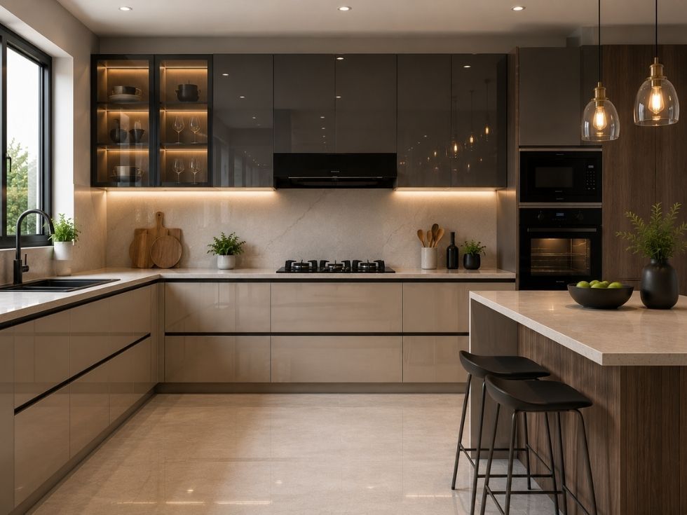 Contemporary glass kitchen cabinets - Beautiful Homes