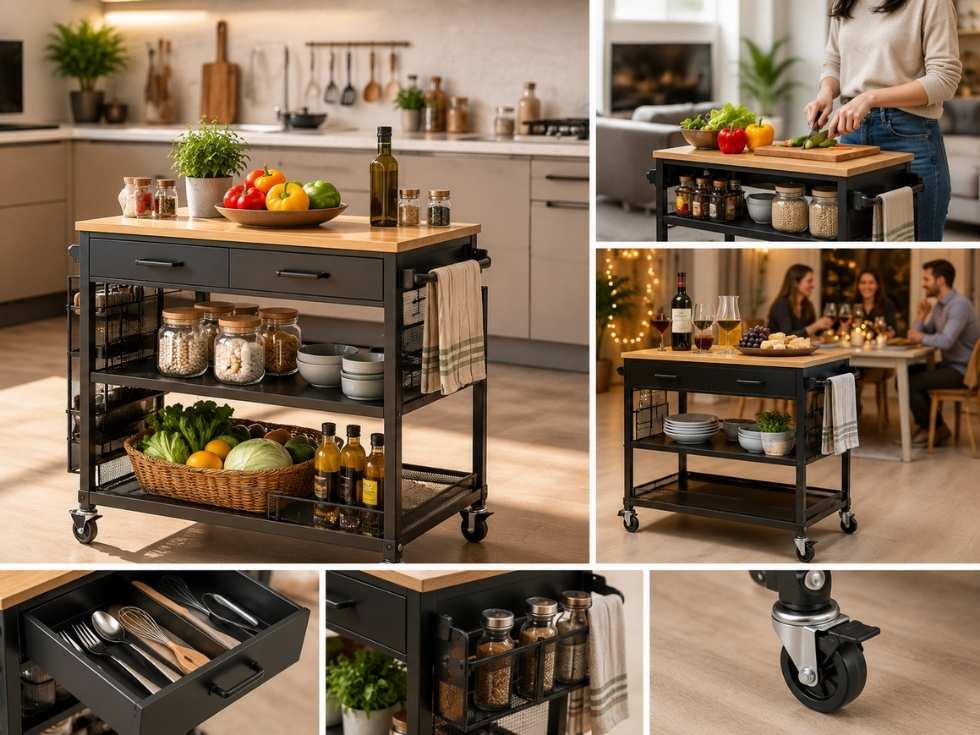 Contemporary kitchen trolley with wheels - Beautiful Homes