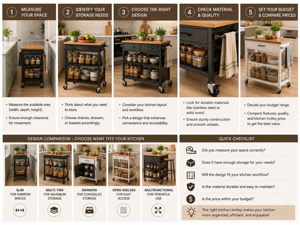 Contemporary modular kitchen storage trolley design - Beautiful Homes