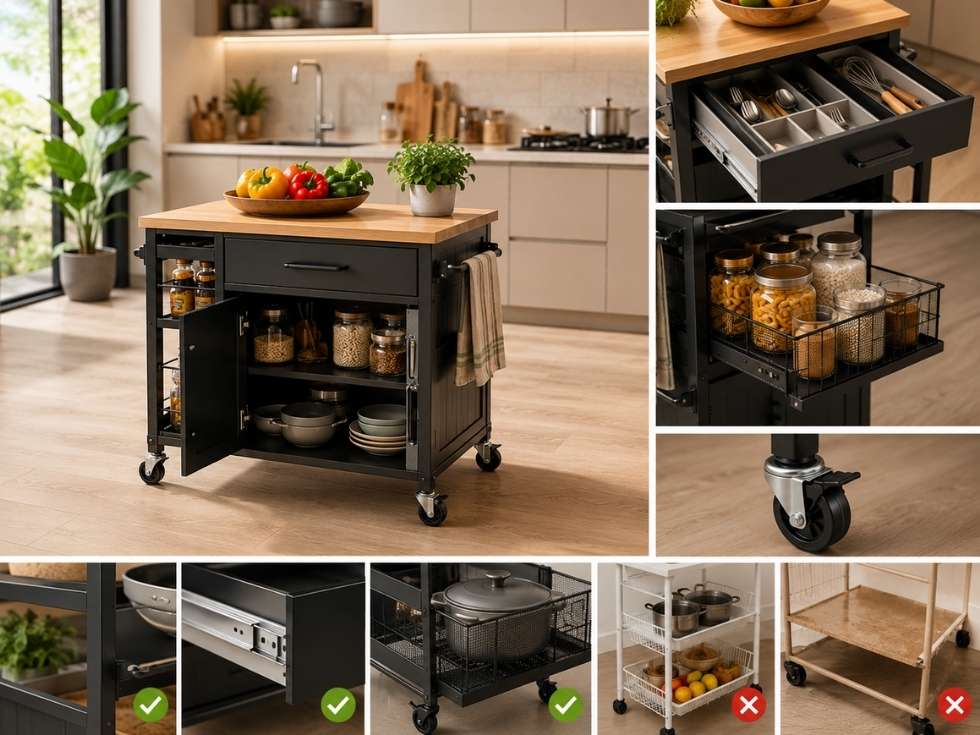 Contemporary modular kitchen trolley design - Beautiful Homes
