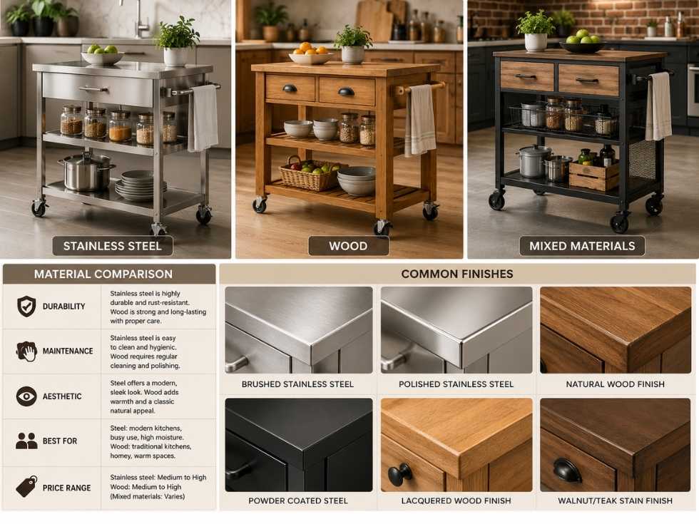 Contemporary wooden kitchen trolley design - Beautiful Homes