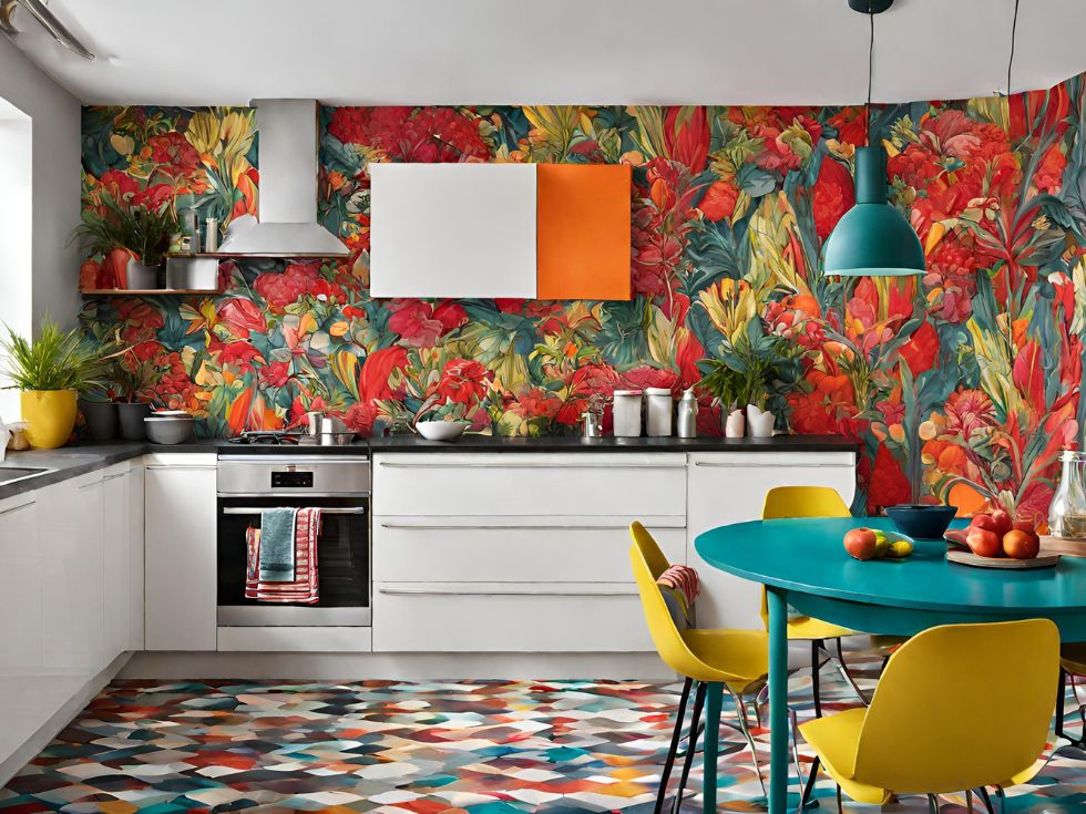 Bold and colourful wallpaper - Beautiful Homes