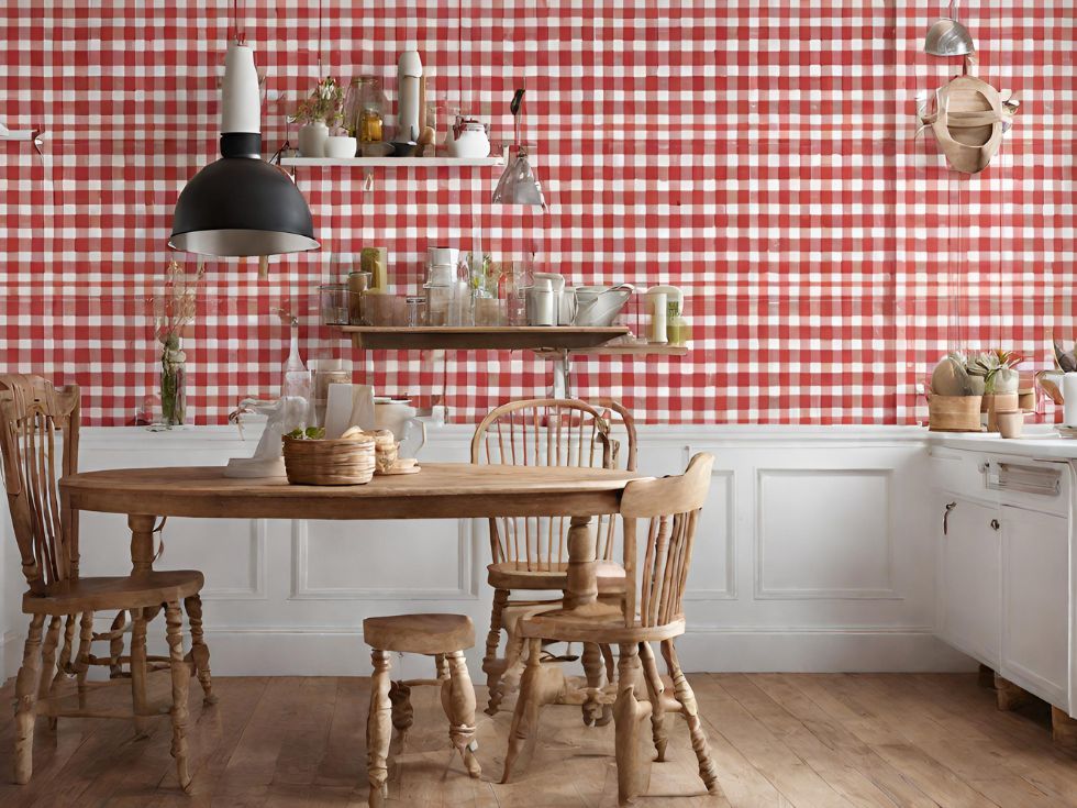 Classic Gingham Wallpaper Pattern - Beautiful Homes
