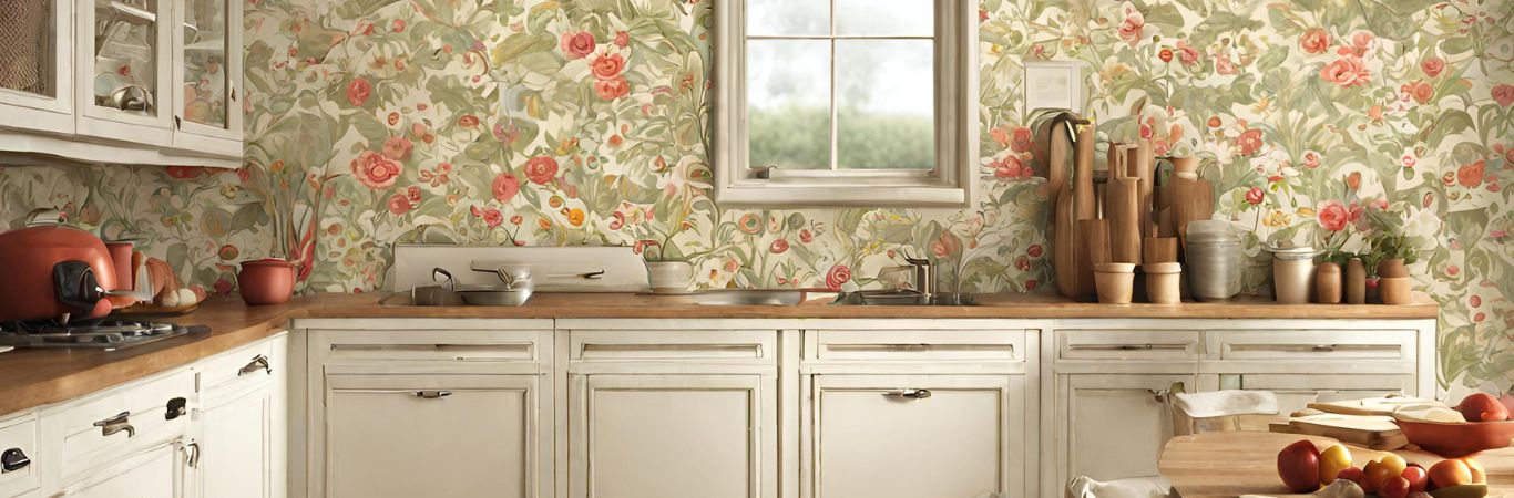 Floral kitchen wallpaper - Beautiful Homes