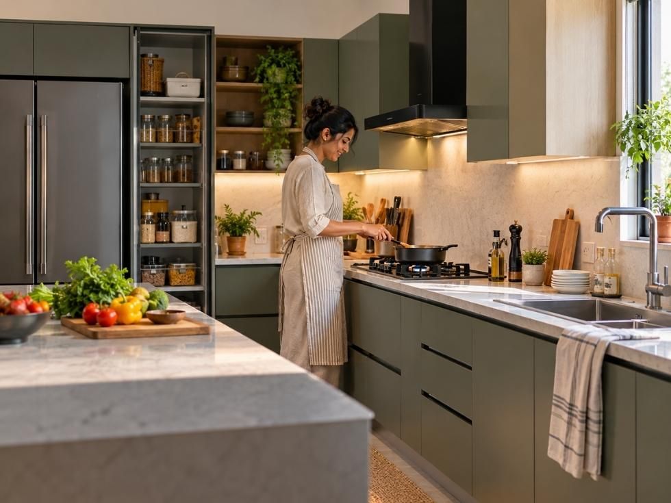 Modern kitchen with separate zones for cooking, preparation, cleaning and storage - Beautiful Homes