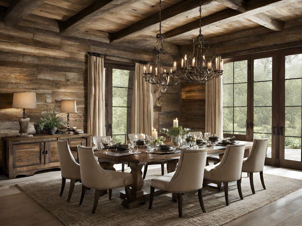 Rustic luxury dining room - Beautiful Homes