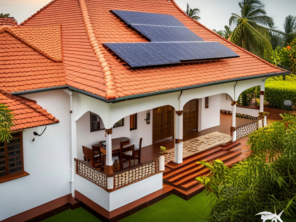 Mangalore tiles roof design with solar panels - Beautiful Homes