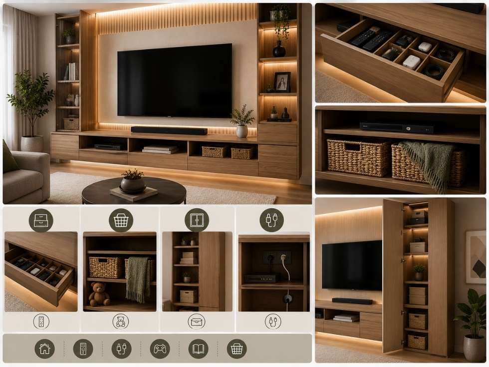 Contemporary modern living room storage - Beautiful Homes
