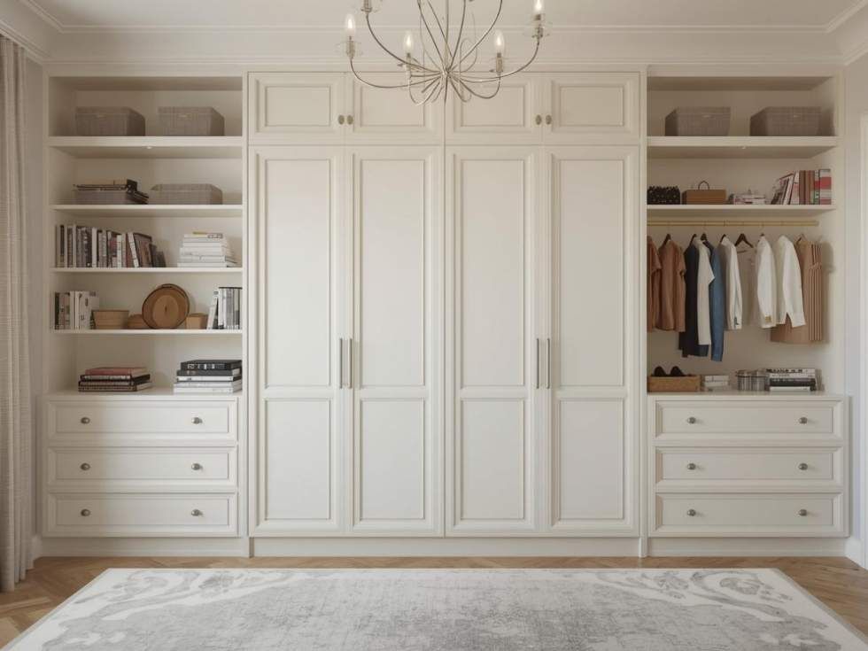 Contemporary built in bedroom fitted wardrobe design - Beautiful Homes