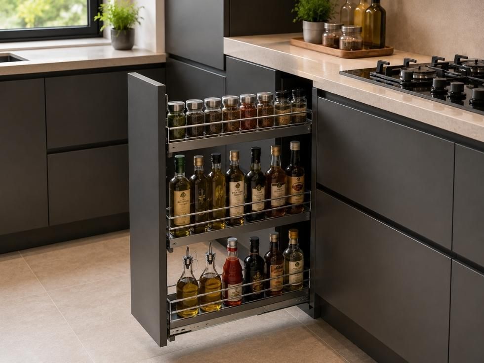 Contemporary modular kitchen pull out accessories - Beautiful Homes