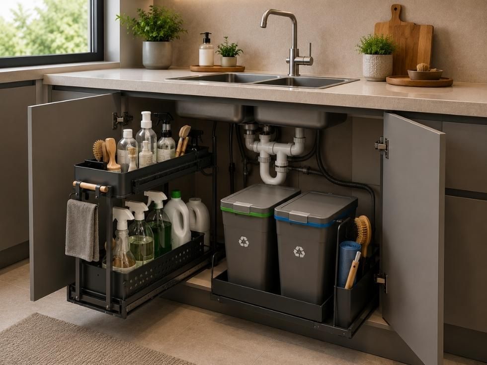 Contemporary modular kitchen under sink accessories - Beautiful Homes