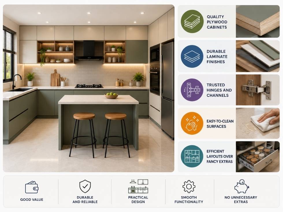 Contemporary modular kitchen design layout tips - Beautiful Homes